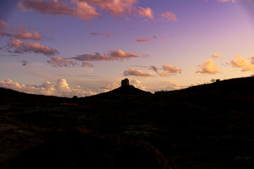 Ancient tower at sunset.