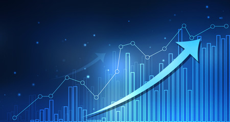 2d rendering Stock market online business concept. business Graph 