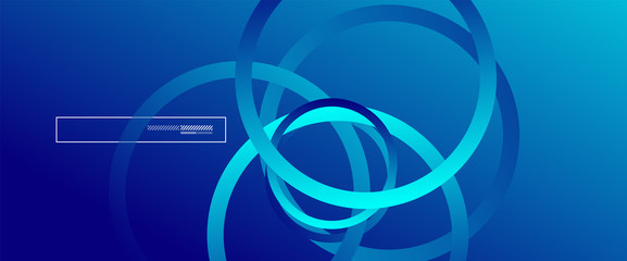 Abstract background. Geometric circles and fluid gradient. Line design, technology hi-tech digital illustration. Vector Illustration For Wallpaper, Banner, Background, Card, Book Illustration