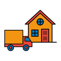 house front facade with truck