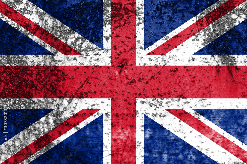 Poster  flag of great britain with texture. template for design