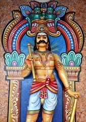 Colorful god statue at a Hindu temple