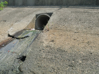 sewage water from concrete pipe