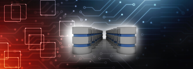 3d rendering Database storage network concept