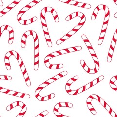 Christmas candy pattern for fabric design. Cartoon christmas illustration. Decoration red element. Vector illustration, isolated object. Xmas holiday. - 307820310