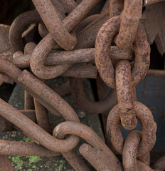 close up of rusty chain details