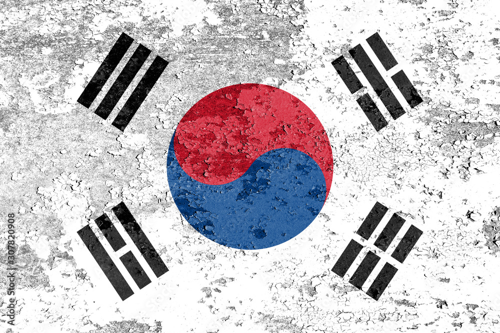 Poster national flag of south korea with texture. template for design