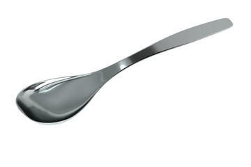 Metal chrome spoon on a white background, 3d illustration.