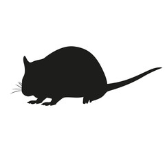 The black silhouette of a rat isolated on a white background. Vector illustration