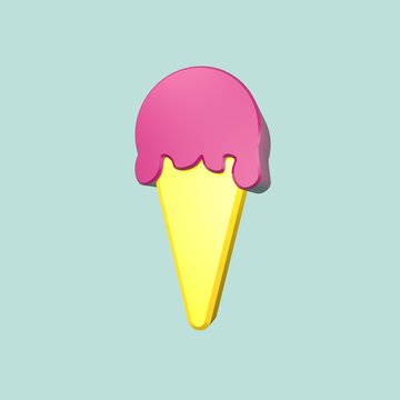 3d illustration ice cream shaped icon