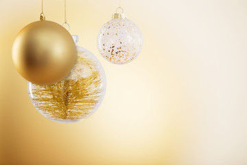 golden Christmas ball on gold background