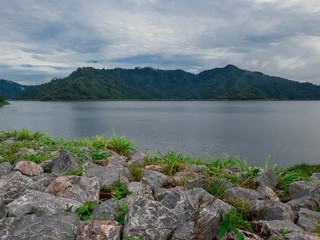 Obraz premium The Famous lake in Thailand. Khundanprakarnchon dam in Nakorn Nayok, Thailand.