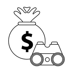 money bag with binoculars device