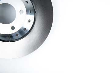  car brake disc on a white background with copy space