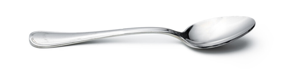Silver shiny spoon isolated on white background