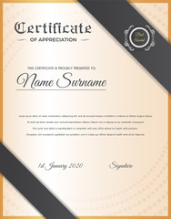 Certificate template with luxury and modern pattern suitable for diploma, conference, and honour. Vector illustration image