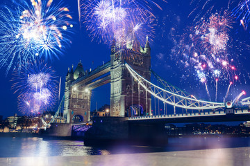 Fireworks and celebrations in London, UK. 