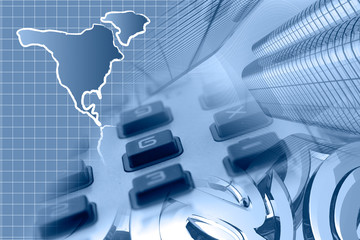 Mail signs, calculator and map