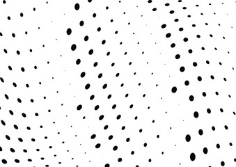 Abstract halftone wave dotted background. Futuristic twisted grunge pattern, dot, circles.  Vector modern optical pop art texture for posters, business cards, cover, labels mock-up, stickers layout