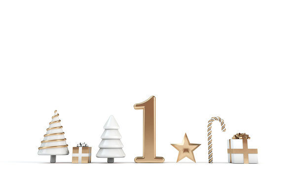 The 12 days of christmas. 1st day festive background. 3D Render