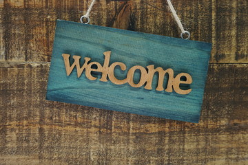 Welcome sign and home decor with space copy background © may1985