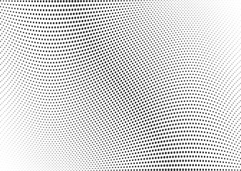 Abstract halftone wave dotted background. Futuristic twisted grunge pattern, dot, circles.  Vector modern optical pop art texture for posters, business cards, cover, labels mock-up, stickers layout