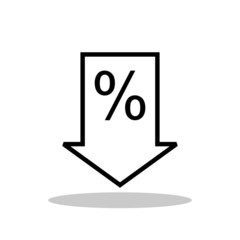 Percent down icon in flat style. Reduction symbol for your web site design, logo, app, UI Vector EPS 10.