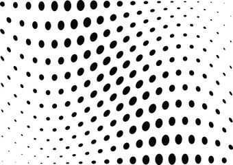 Abstract halftone wave dotted background. Futuristic twisted grunge pattern, dot, circles.  Vector modern optical pop art texture for posters, business cards, cover, labels mock-up, stickers layout