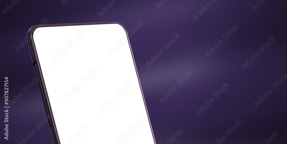 Poster mobile phone close-up. close-up scene with isolated screen for mockup