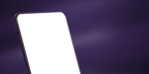 Mobile phone close-up. Close-up scene with isolated screen for mockup
