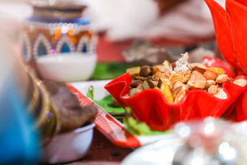 Dry coconut and lord Ganesha sculpture  