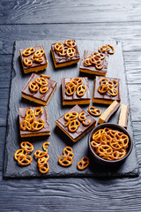 No-Bake Chocolate Peanut Butter Bars, top view