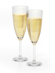Champagne glasses isolated on white background. 3D illustration