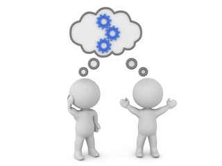 Two 3D Characters brainstorming together