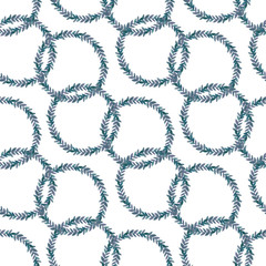 Simple Season Wreath of Green Leaves Seamless Pattern