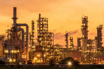 oil refinery and petrochemical plant at sunrise