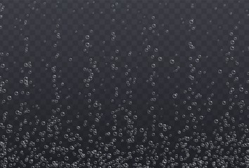 Underwater fizzing bubbles texture isolated on transparent background. Effervescent water air bubbles, oxygen sparkles effect, soda or champagne drink. Vector illustration.