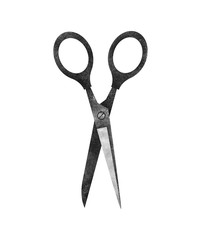 Scissors. Hand painted black and white illustration isolated on a white background.