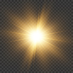  White beautiful light explodes in a transparent explosion. Vector, bright illustration for the perfect effect with sparkles. Bright Star. Transparent glitter shine gradient, bright flash.