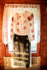 Romanian national clothes for women. Red color is a general use in all types of traditional clothes.