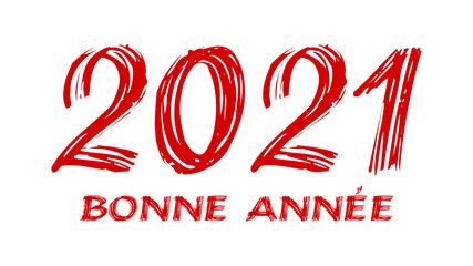 bloody horror-like illustration of a happy new year 2021 red text on a white background