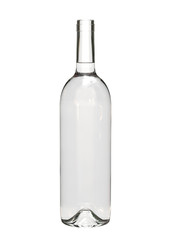 Standard Clear Full Open Wine Glass Bottle. White Bottle with with Beautiful Reflections. Realistic 3D Mock Up Isolated on White Background.