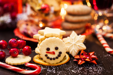 Obraz premium Chrismtas shortbread cookies, Holiday concept