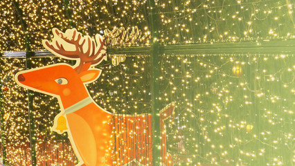 Decorative lighting scene and reindeer, Blank for design,Christmas background.