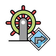 helm boat with traffic signal isolated icon