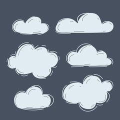 Hand drawn clouds set.