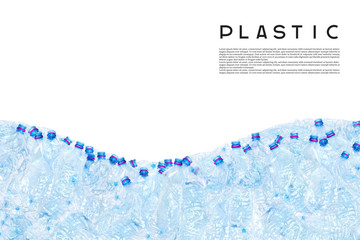Plastic wave poster template, banner- pollution of the world concept design white isolated