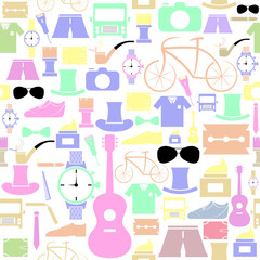 men accessories seamless pattern background icon.