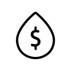 The cost of the liquid icon is the vector. Thin line sign. Isolated contour symbol illustration