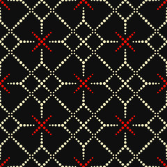 Traditional pointillism seamless pattern. geometrical pattern structured by many dots with vintage color.